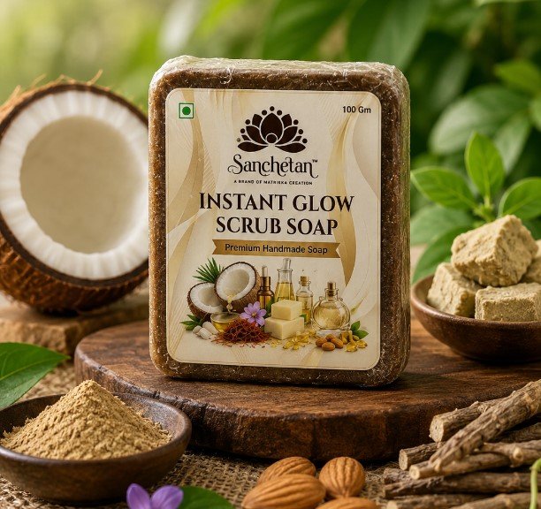 Instant glow scrub soap